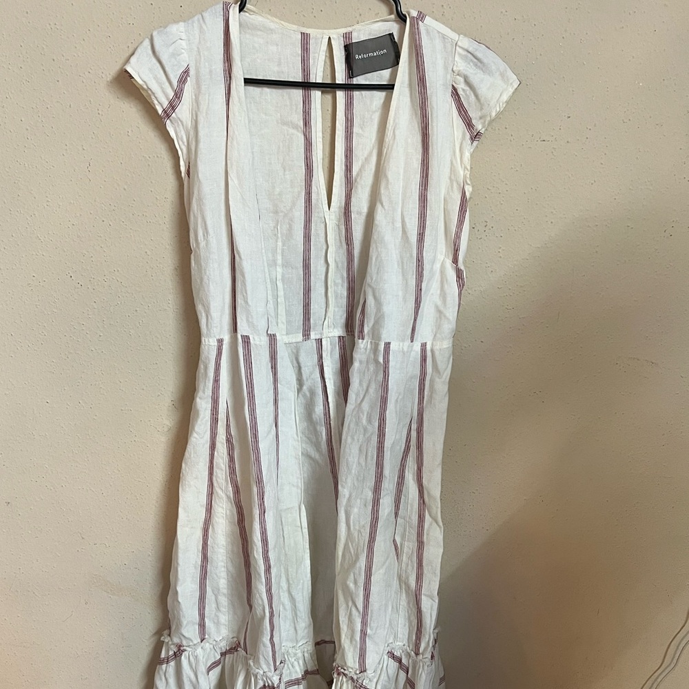 Reformation Apricot Dress in Red Licorice